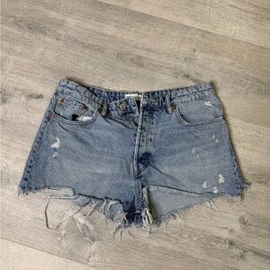 Zara Light Blue Distressed Jean Shorts